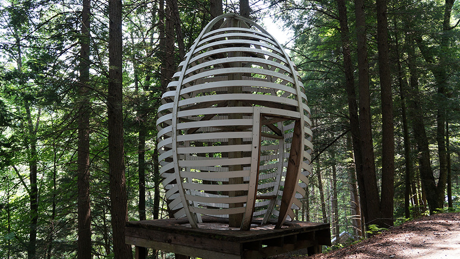 Egg Building
Height: 11' 9; Diameter: 5' 9 1/2
Hemlock wood and building materials.