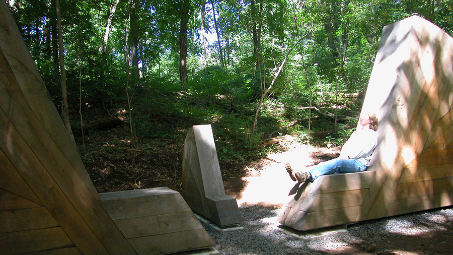 Benches, 2003, Philadelphia, PA.
Wood and Copper
Height: 12' 8; Width: 9' 4; Depth: 2' 1