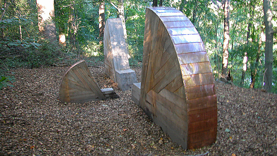 Benches, 2003, Philadelphia, PA.
Wood and Copper
Height: 12' 8; Width: 9' 4; Depth: 2' 1